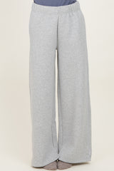 Heather Grey Fleece Wide Leg Sweatpants