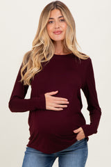Burgundy Long Sleeve Maternity Top