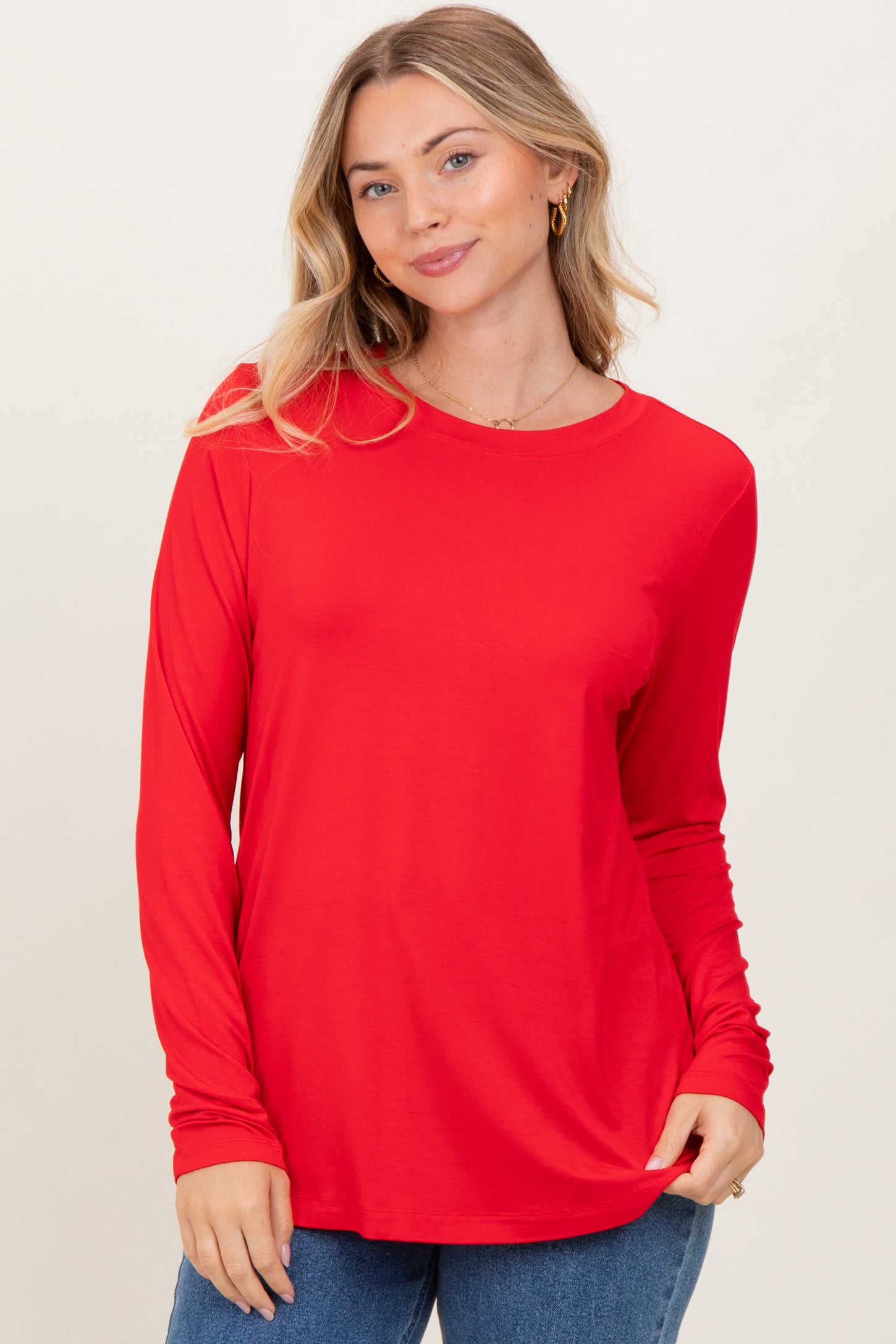 Red Long Sleeve Top