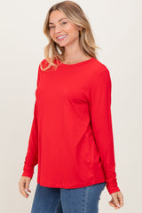 Red Long Sleeve Top