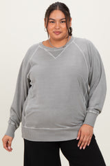Vintage Wash French Terry Maternity Plus Pullover