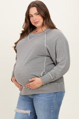 Vintage Wash French Terry Maternity Plus Pullover