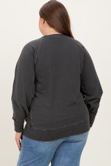Charcoal Vintage Wash French Terry Maternity Plus Pullover