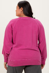Fuchsia Vintage Wash French Terry Plus Pullover