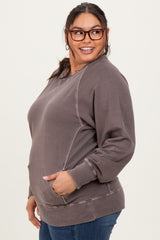Brown Vintage Wash French Terry Plus Pullover