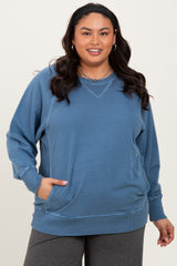 Blue Vintage Wash French Terry Plus Pullover