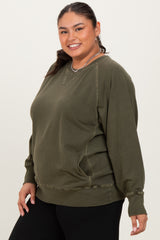 Olive Vintage Wash French Terry Plus Pullover