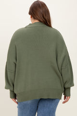 Light Olive Mock Neck Exposed Seam Maternity Sweater
