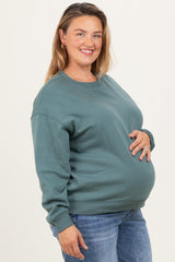 Jade Basic Fleece Crewneck Maternity Sweatshirt