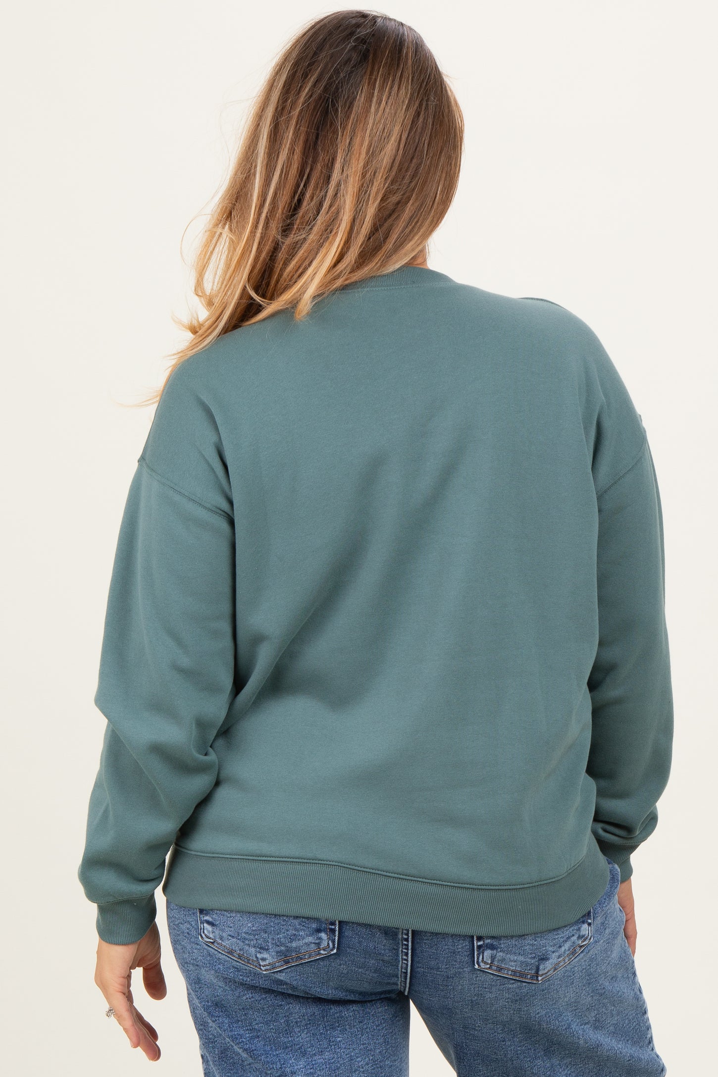 Jade Basic Fleece Crewneck Maternity Sweatshirt