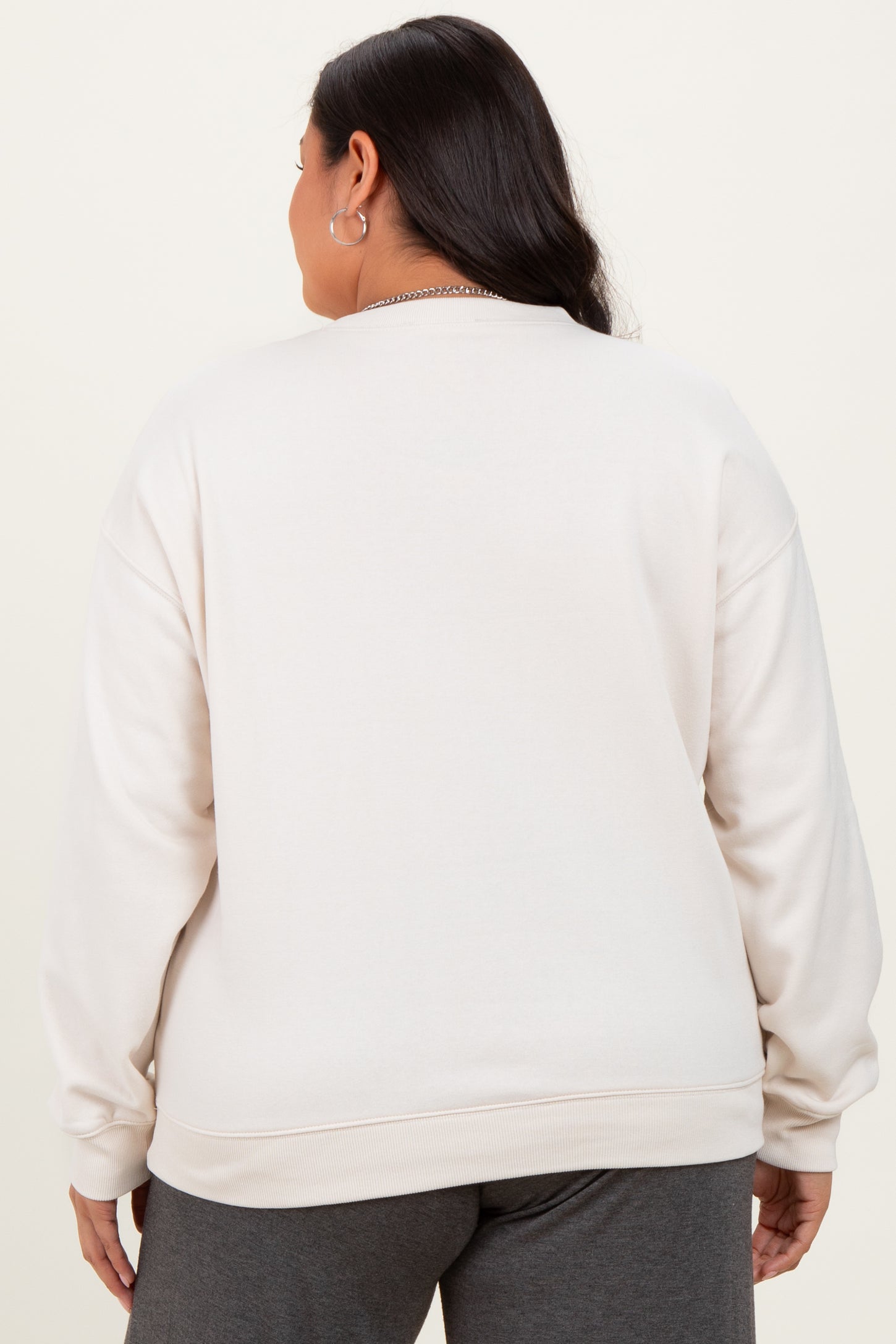 Cream Basic Fleece Crewneck Sweatshirt
