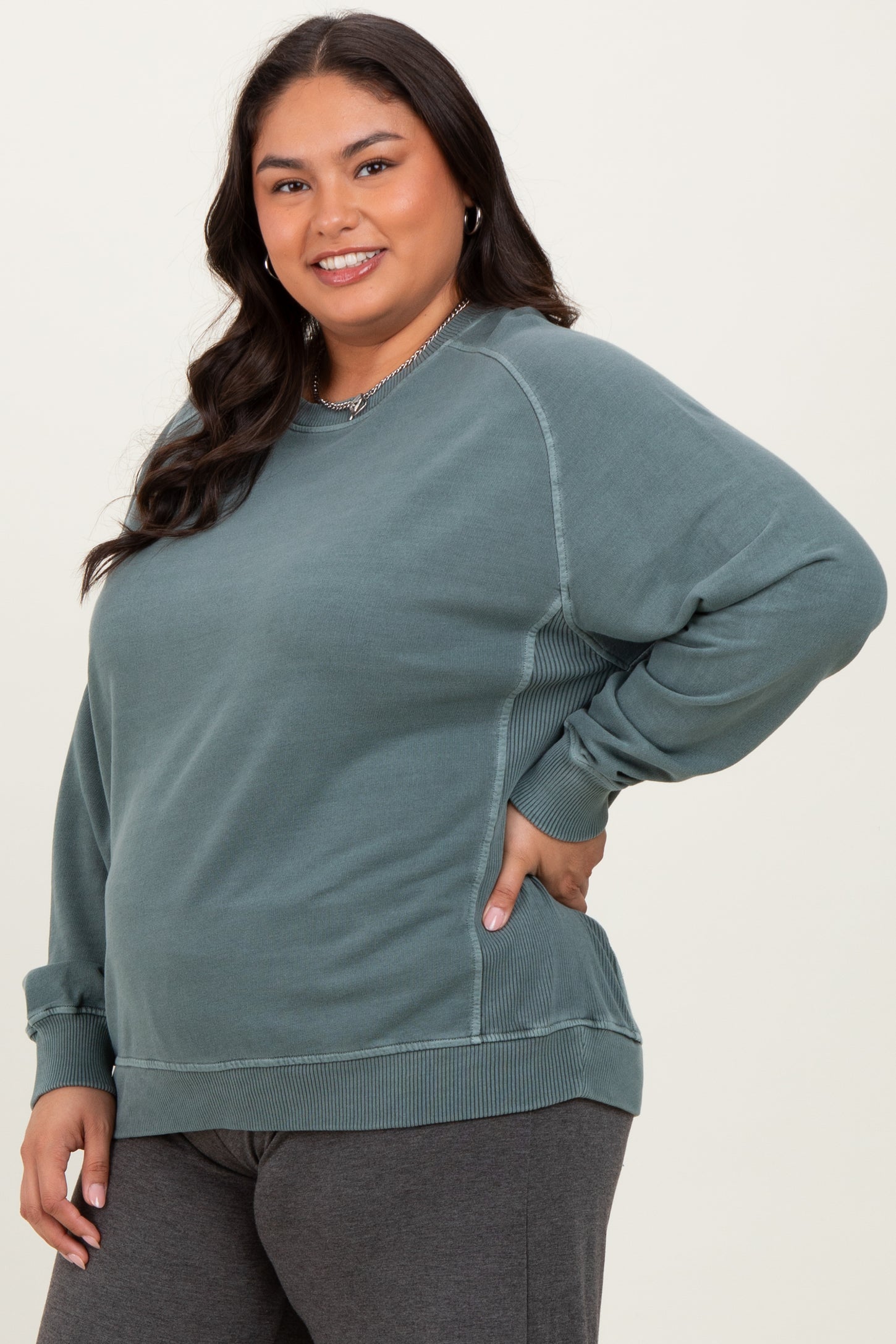 Jade French Terry Vintage Wash Plus Pullover