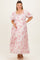 Red Floral Puff Sleeve Plus Maternity Maxi Dress