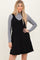 Black Solid Corduroy V-Neck A-Line Mini Dress