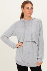 Heather Grey Double Layer Long Sleeve Nursing Hoodie