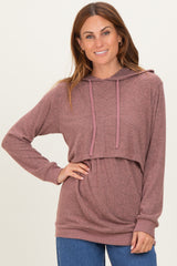 Mauve Double Layer Long Sleeve Nursing Hoodie