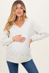Heather Grey V-Neck Long Sleeve Maternity Pullover Top