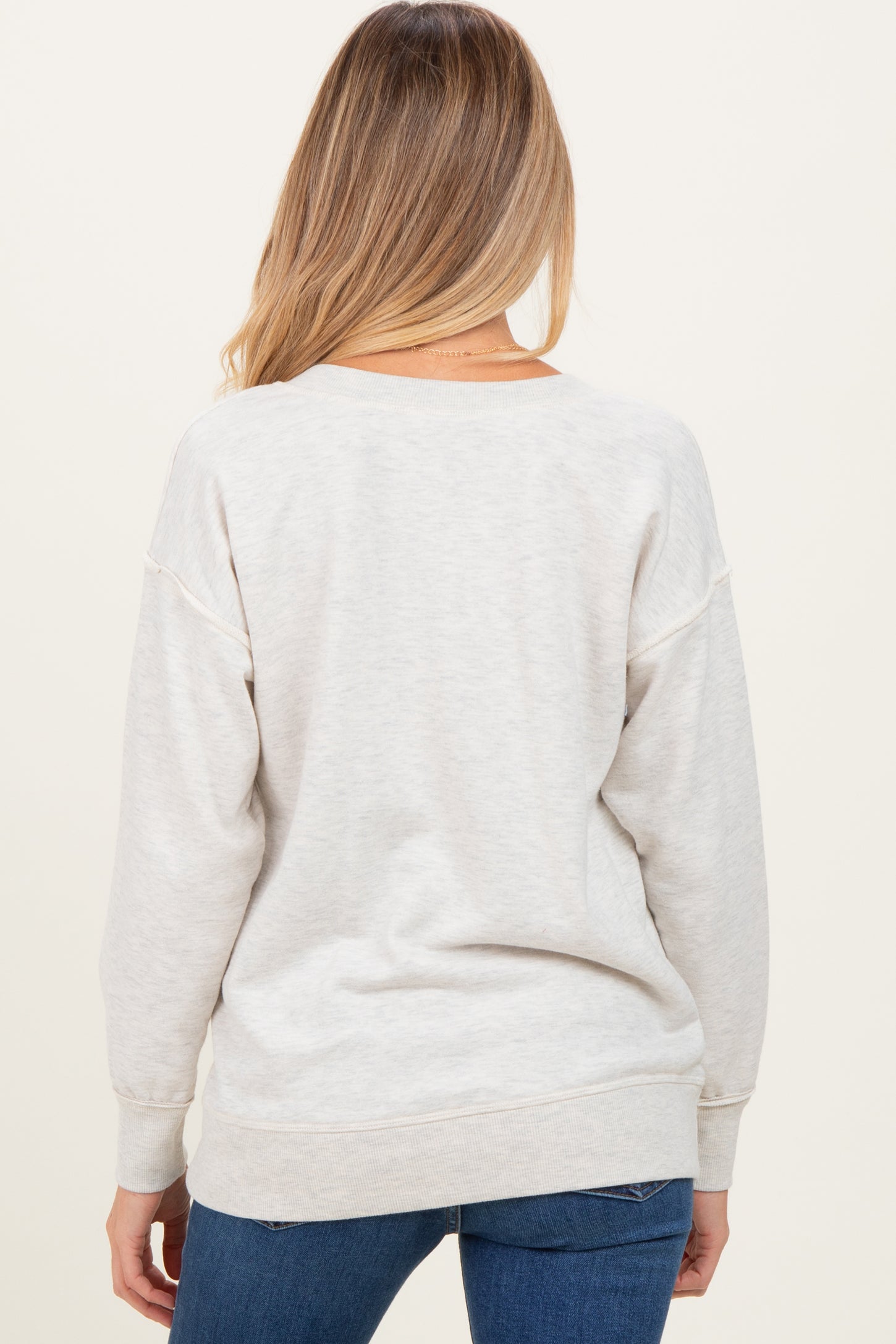 Heather Grey V-Neck Long Sleeve Maternity Pullover Top