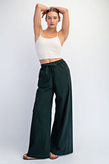 Forest Green Drawstring Wide Leg Lounge Pant
