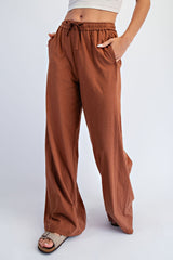 Rust Drawstring Wide Leg Lounge Pant