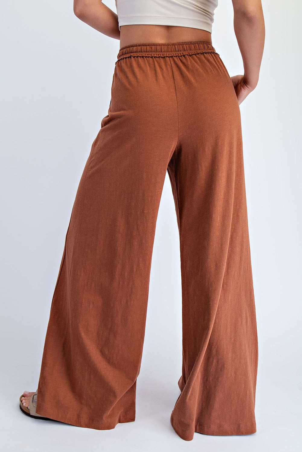 Rust Drawstring Wide Leg Lounge Pant
