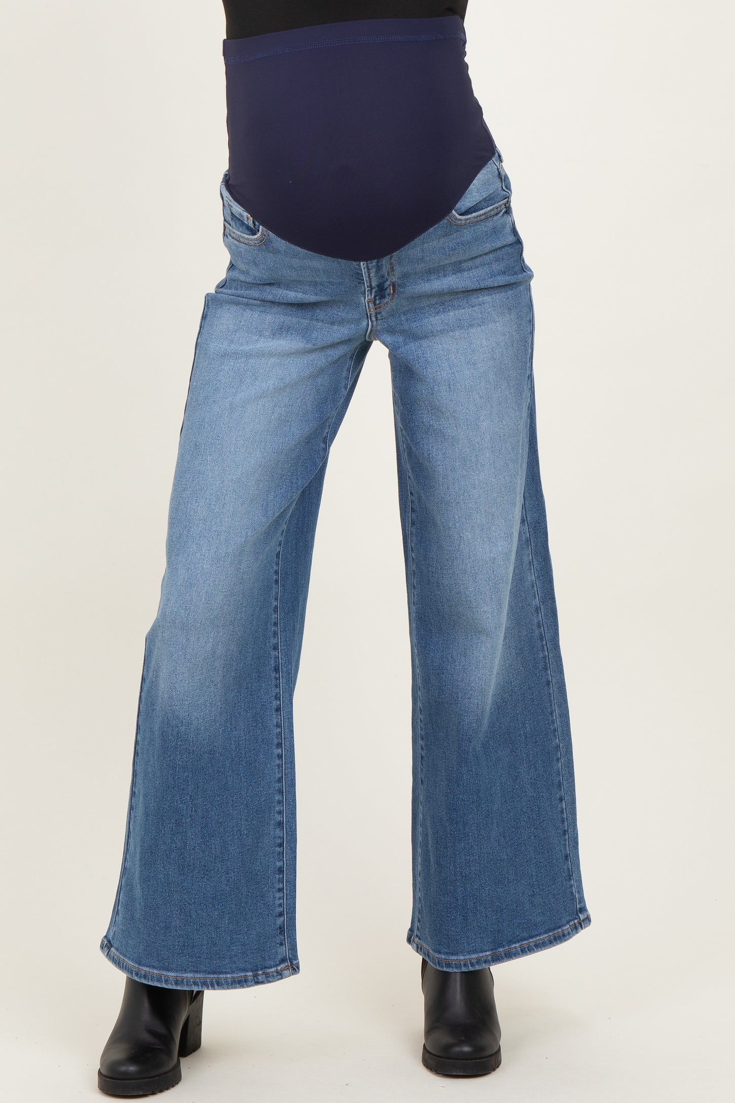 Blue Baggy Wide Leg Maternity Jeans