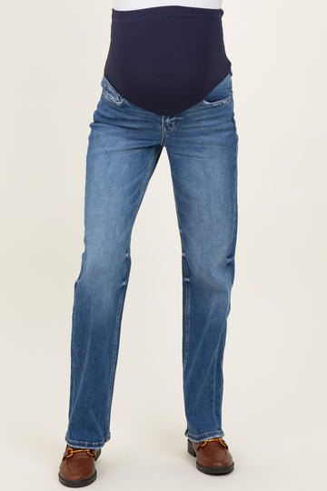 Blue Relaxed Straight Leg Maternity Jeans