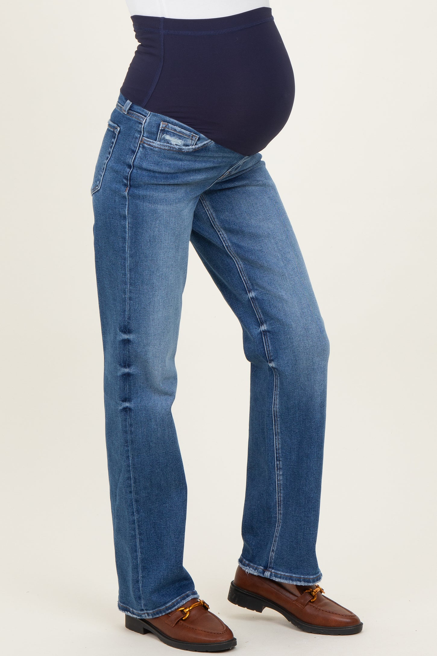 Blue Relaxed Straight Leg Maternity Jeans
