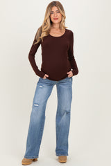 Blue Vintage Wash Wide Leg Maternity Jeans