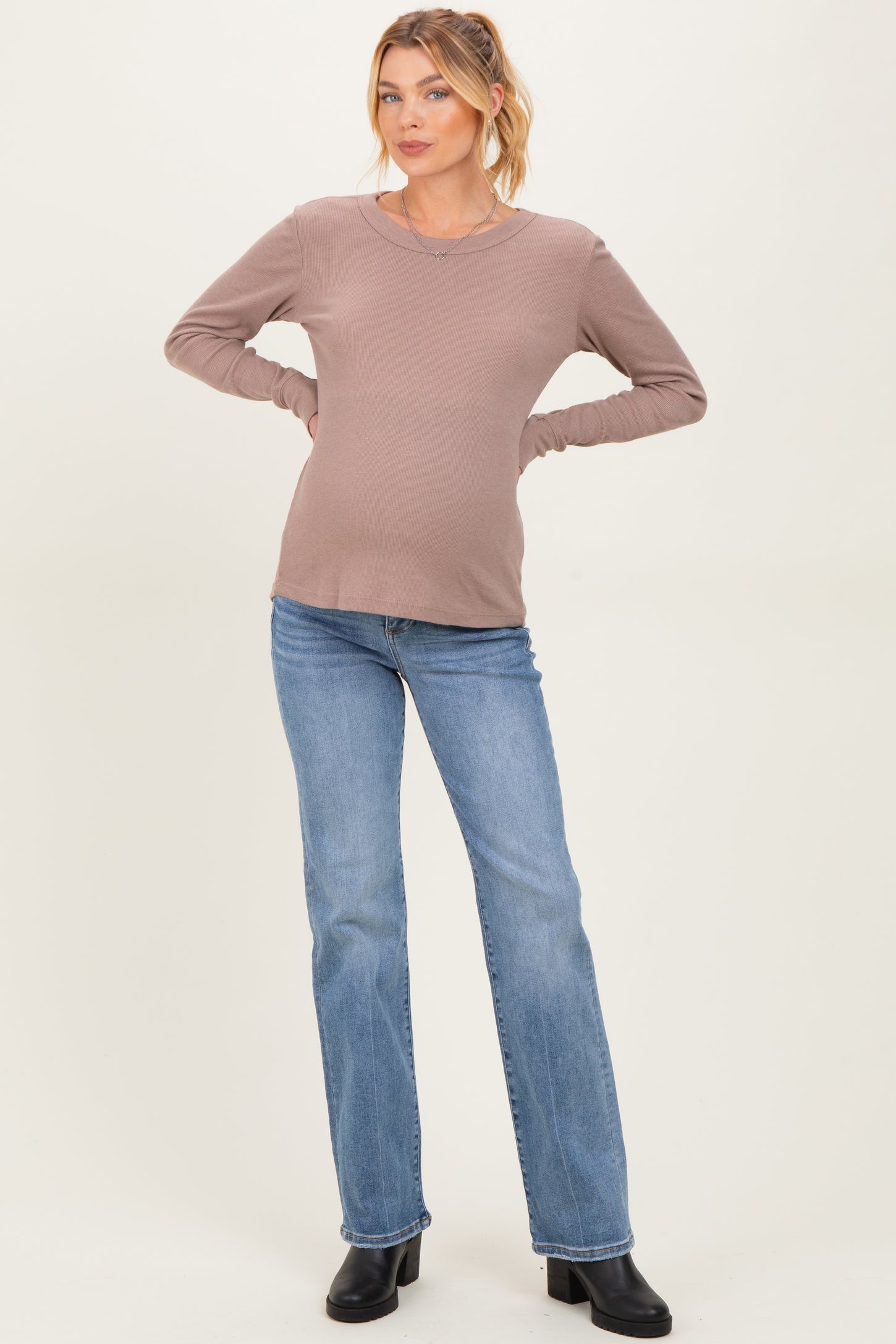 Blue Medium Wash Straight Leg Maternity Jeans