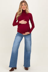 Blue Medium Wash Wide Leg Maternity Jeans