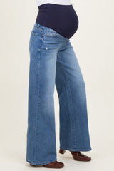 Blue Medium Wash Wide Leg Maternity Jeans