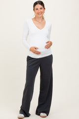 Black Mineral Wash Waffle Knit Contrast Maternity Lounge Pants