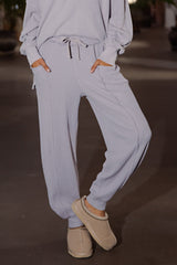 Lavender Raw Seam Waffle Knit Joggers