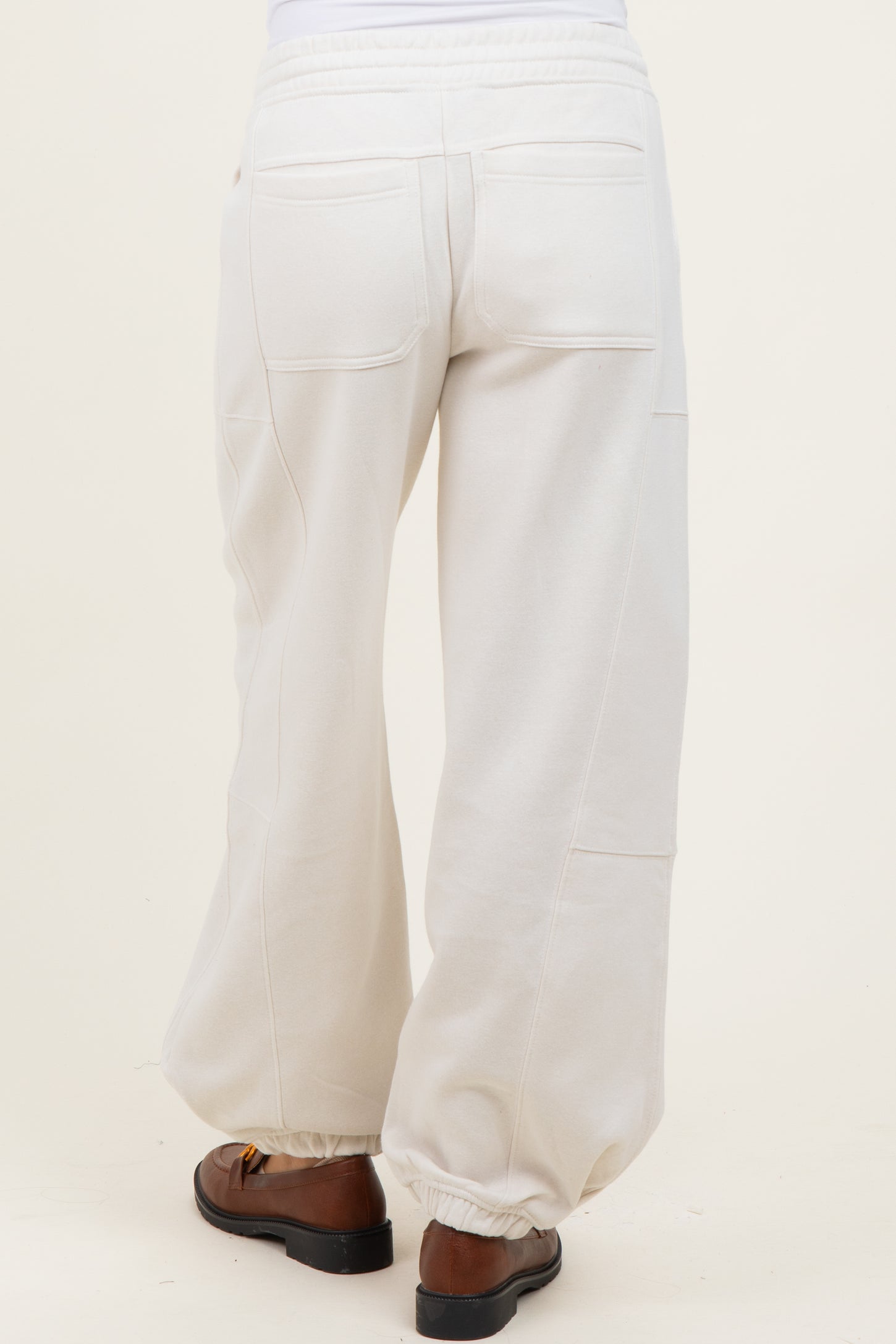 Ivory Multi Seam Fleece Maternity Sweatpants