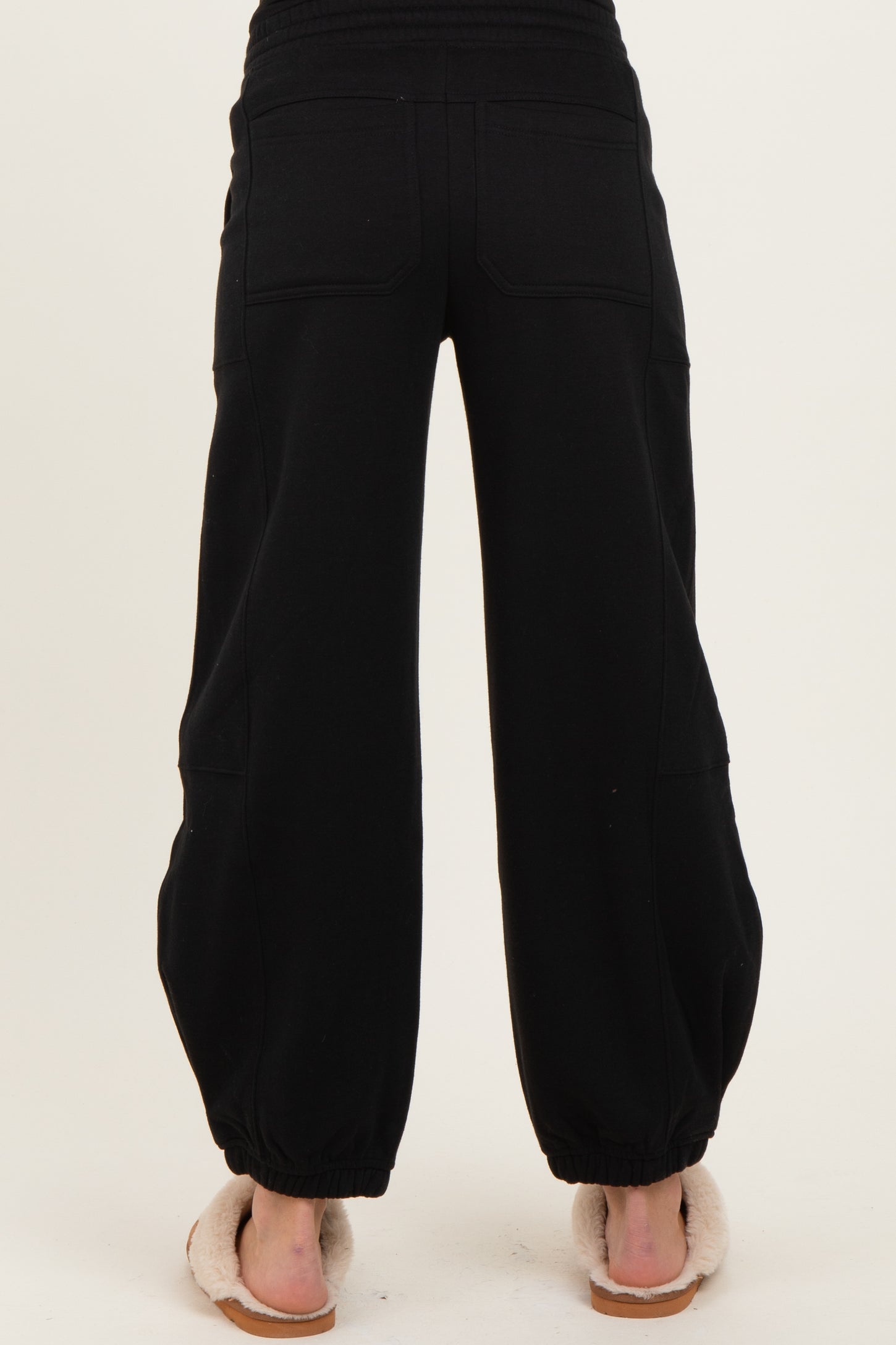 Black Multi Seam Fleece Maternity Sweatpants