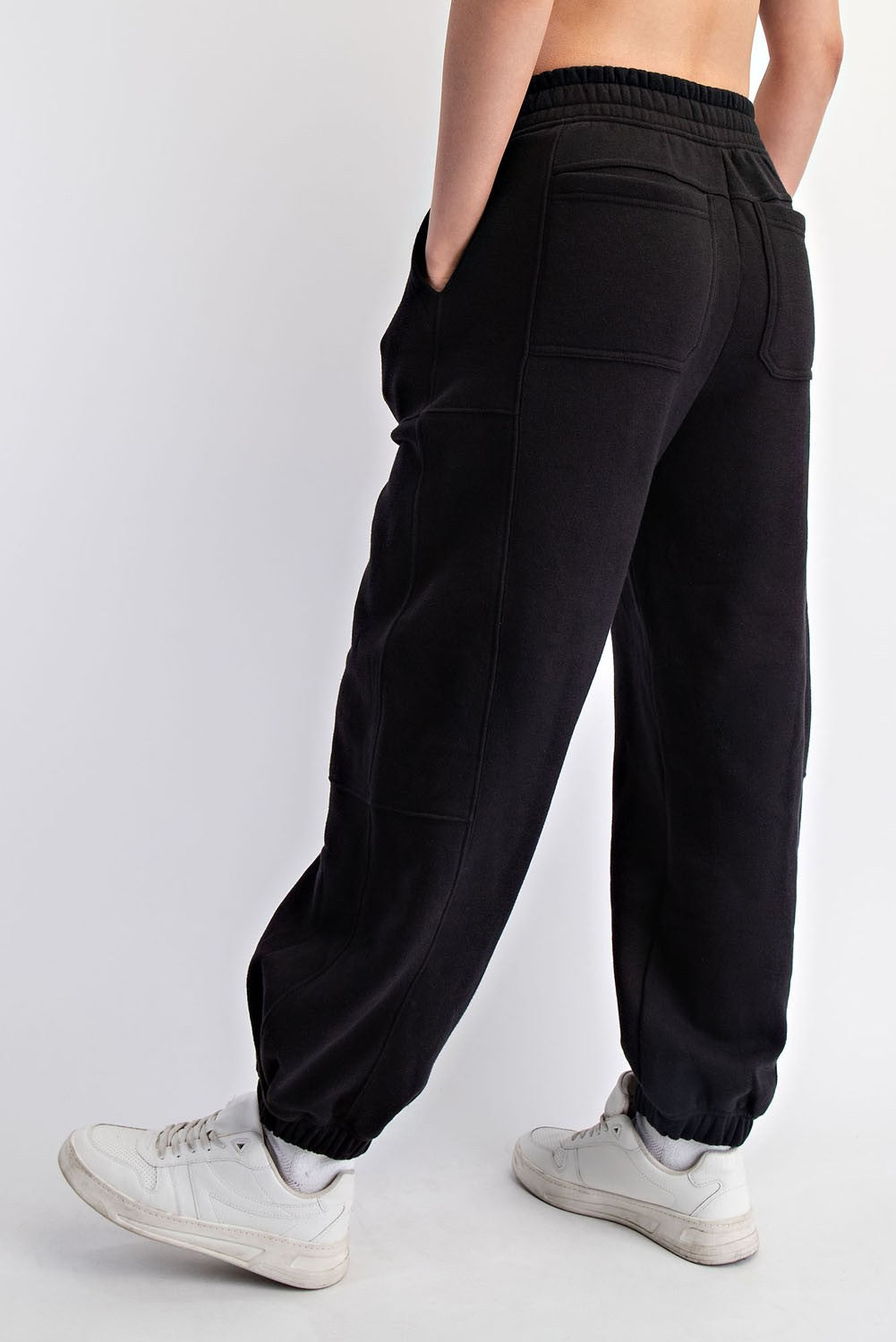 Black Multi Seam Fleece Sweatpants