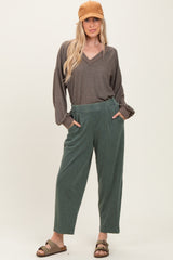 Green Mineral Wash Pleated Maternity Lounge Pants