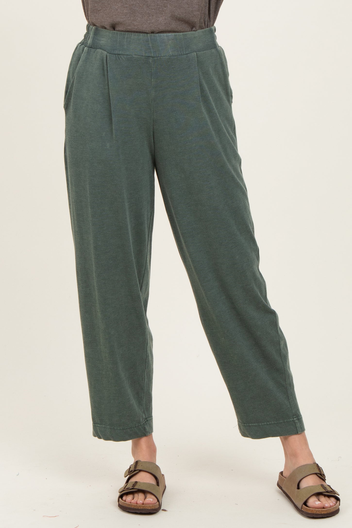 Green Mineral Wash Pleated Lounge Pants