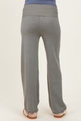 Olive Ribbed Knit Foldover Waist Maternity Pants
