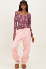 Light Pink Fleece Maternity Sweatpants