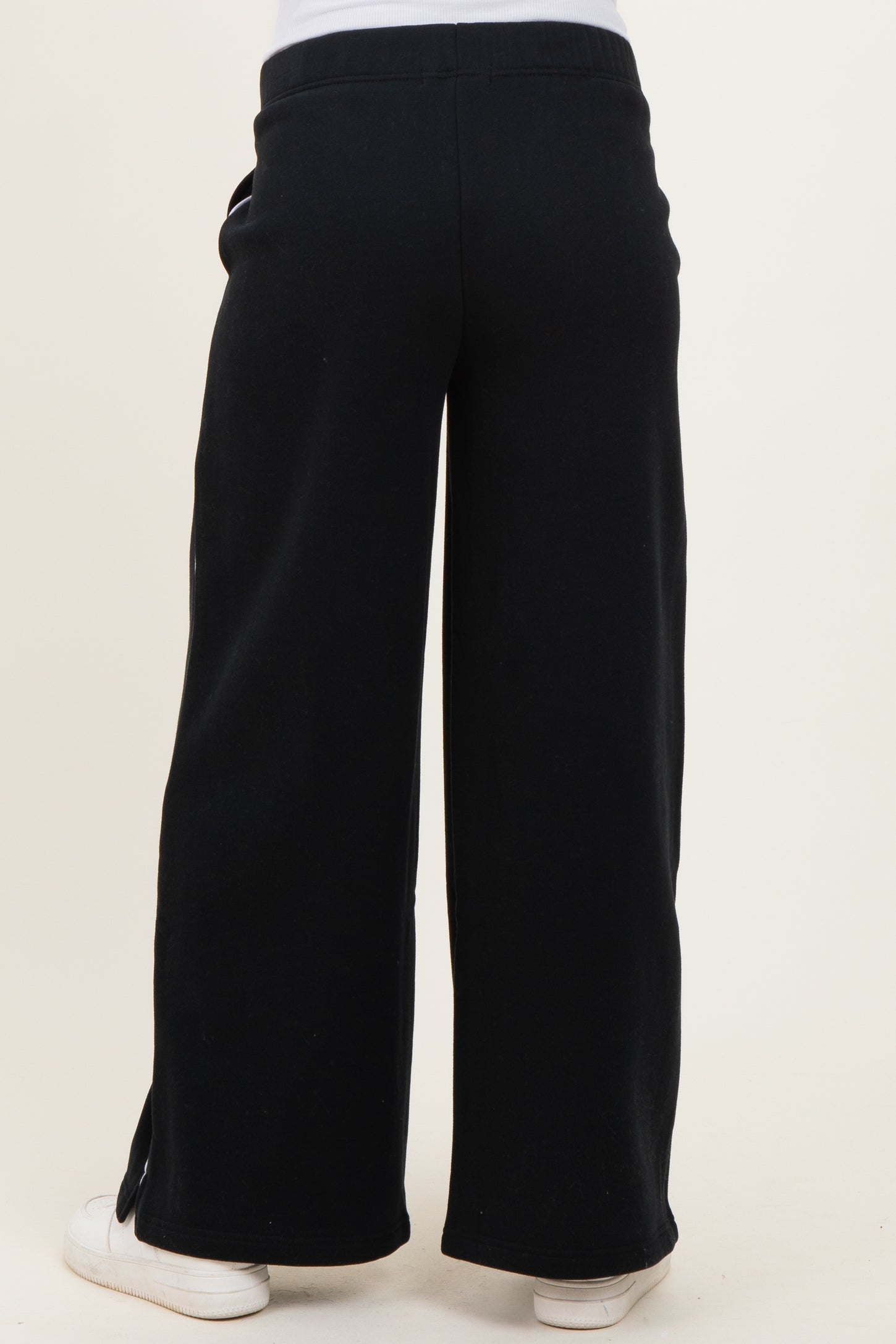 Black Fleece Wide Leg Maternity Sweatpants