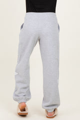Heather Gray Star Patch Maternity Drawstring Sweatpants