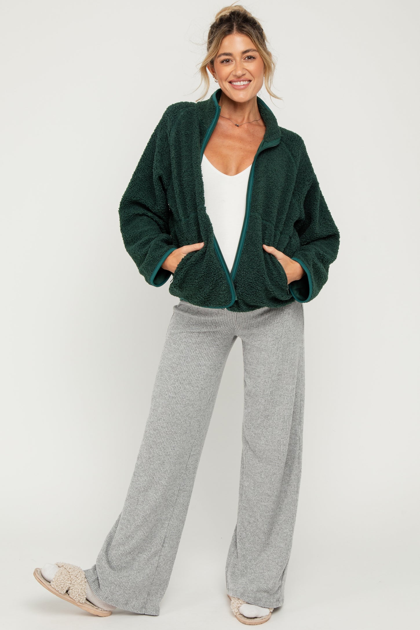 Heather Grey Brushed Knit Flare Leg Maternity Pants