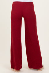 Red Brushed Knit Flare Leg Maternity Pants