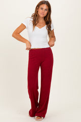 Red Brushed Knit Flare Leg Pants