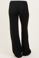 Black Brushed Knit Flare Leg Maternity Pants