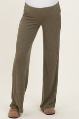 Olive Brushed Knit Flare Leg Maternity Pants