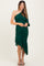Forest Green Mesh Ruched One Shoulder Asymmetric Maternity Dress