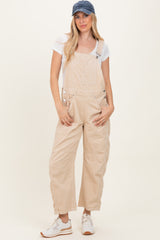 Cream Corduroy Rolled Cuff Barrel Leg Overalls